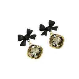 Celestique Crystals Stone Studded Bow Shaped Drop Earrings-image-39