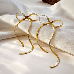 Designs & You Stainless Steel Gold-Plated Contemporary Shaped Drop Earrings-44