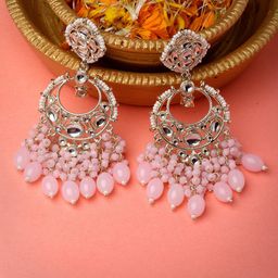 Sukkhi Gold Plated Kundan Studded & Beaded Drop Earrings-10