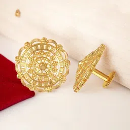 Vighnaharta Circular Shaped Gold-Plated Studs Earrings-image-67