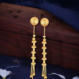 Vighnaharta Contemporary Gold Plated Drop Earrings-58
