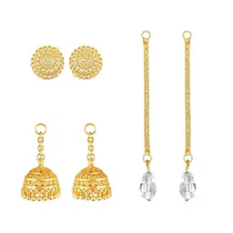 Vighnaharta Set Of 3 Gold-Plated Drop Earrings-image-124