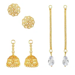 Vighnaharta Set Of 2 Gold Plated Contemporary Drop Earrings-22