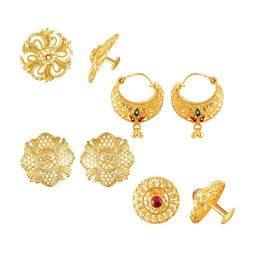 Vighnaharta Set Of 4 Gold-Plated Cubic Zirconia Studded Contemporary Studs-47