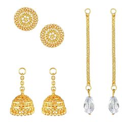 Vighnaharta 3 IN 1 Gold-Plated Stud Earrings With Jhumkha & Chain Drop-39