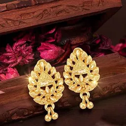 Vighnaharta Gold-Plated Classic Drop Earrings-4