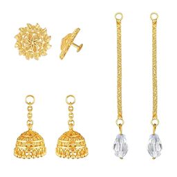Vighnaharta Set Of 3 Gold-Plated Contemporary Drop Earrings-38