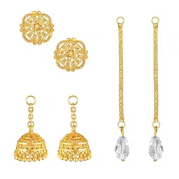 Vighnaharta Set Of 3 Gold-Plated Contemporary Drop Earrings-11