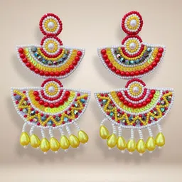UnfoldSelf Beaded Contemporary Drop Earrings-image-52