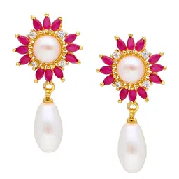 Sri Jagdamba Pearls Dealer Gold-Plated Contemporary Drop Earrings-image-24