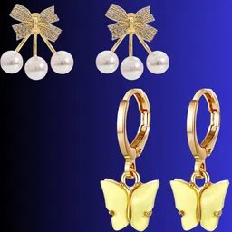 Pinapes Set Of 2 Gold-Plated Contemporary Hoop Earrings-82
