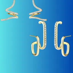 Pinapes Set Of 2 Gold-Plated Contemporary Drop Earrings-81