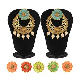 Sukkhi Gold-Plated Stone Changeable Chandbalis Earrings-image-74