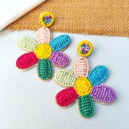 Crunchy Fashion Beaded Floral-Shaped Drop Earrings-image-72