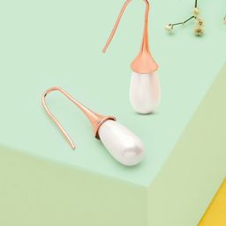 AMI Rose Gold Plated Pearl Embellished Drop Earrings-picture-54