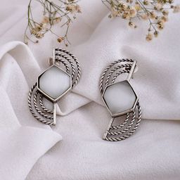DASTOOR Silver-Plated Contemporary Drop Earrings-18
