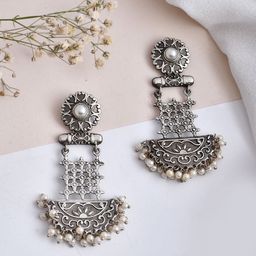 DASTOOR Silver-Plated Contemporary Drop Earrings-52