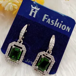 The Pari Rhodium-Plated American Diamond Studded Contemporary Drop Earrings-56