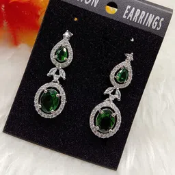 The Pari Rhodium-Plated American Diamond Studded Drop Earrings-35