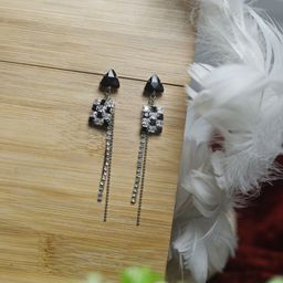 Maansh Silver Plated Stainless Steel Contemporary Drop Earrings-39