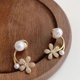 PolluxCraft Gold-Plated Zircon Floral Shaped Korean Studs-49