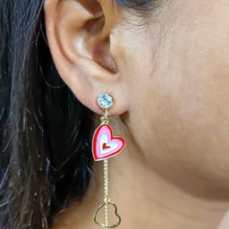 PolluxCraft Silver-Plated Artificial Stone Studded & pearls Contemparory Drop Earrings-image-37