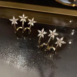 PolluxCraft Korean Gold-Plated Zircon Stones Studded Contemporary Studs-41