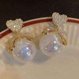 PolluxCraft Korean Pearls Beaded Heart Shaped Drop Earrings-picture-16