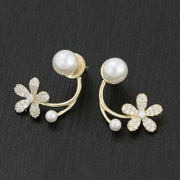 PolluxCraft Gold-Plated Korean Zircon Studded Contemporary Shaped Studs-18