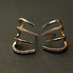 PolluxCraft Gold-Plated Korean Zircon Studded Contemporary Shaped Studs-16