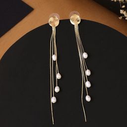 Yellow Chimes Gold Plated Pearls Drop Earrings-26