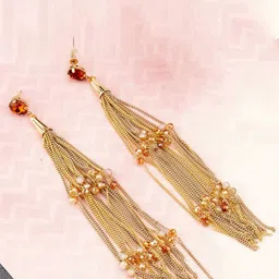 Designs By Jewels Galaxy Women Beige Contemporary Drop Earrings-image-23