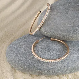 AMI Gold Plated Austrian Diamonds Studded Hoop Earrings-13