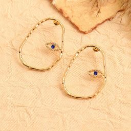 SOHI Gold-Plated Stones Studded Contemporary Drop Earrings-23