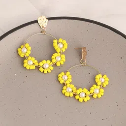 SOHI Yellow & Gold Plated Contemporary Hoop Earrings-image-13