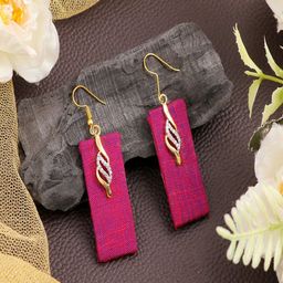 UNIVERSITY TRENDZ Gold-Plated Cubic Zirconia Studded Drop Earrings-18