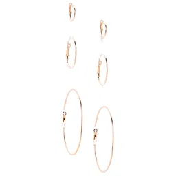DressBerry Set Of 12 Gold-Plated Contemporary Hoop Earrings-image-15