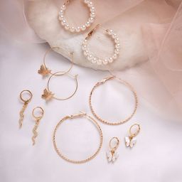 BEWITCHED Gold-Toned Set of 5 Contemporary Hoop Earrings-29