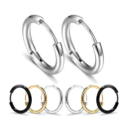 KARISHMA KREATIONS Unisex Set Of 3 Stainless Steel Contemporary Hoop Earrings-44