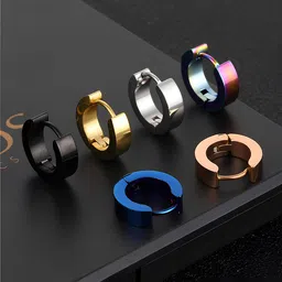 KARISHMA KREATIONS Set of 5 Stainless Steel Contemporary Hoop Earrings-40