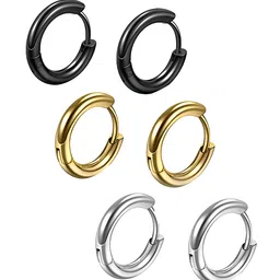 KARISHMA KREATIONS Set Of 3 Gold-Toned Circle Hoop Earrings-8