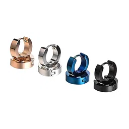 KARISHMA KREATIONS Set Of 4 Stainless Steel Circular Hoop Earrings-image-33
