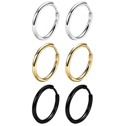 KARISHMA KREATIONS Unisex Set Of 3 Stainless Steel Circular Hoop Earrings-43