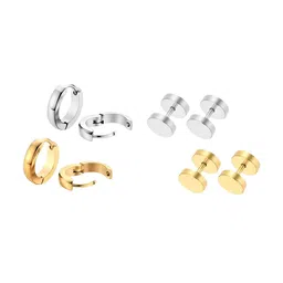 KARISHMA KREATIONS Men Set Of 4 Stainless Steel Hoop Earrings-6