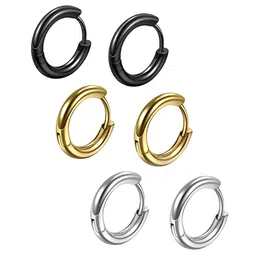 KARISHMA KREATIONS Men Set Of 3 Contemporary Hoop Earrings-13