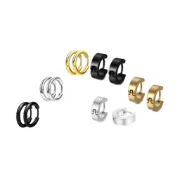 KARISHMA KREATIONS Men Set Of 6 Contemporary Hoop Earrings-7