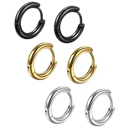 KARISHMA KREATIONS Set Of 3 Contemporary Stainless Steel Hoop Earrings-47