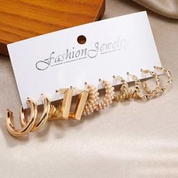 KARISHMA KREATIONS Set Of 5 Gold-Plated Contemporary Hoop Earrings-26