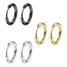 KARISHMA KREATIONS Set of 3 Stainless Steel Contemporary Hoop Earrings-picture-14