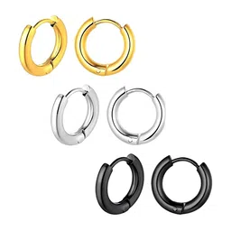 KARISHMA KREATIONS Set Of 3 Gold-Toned Contemporary Hoop Earrings-26